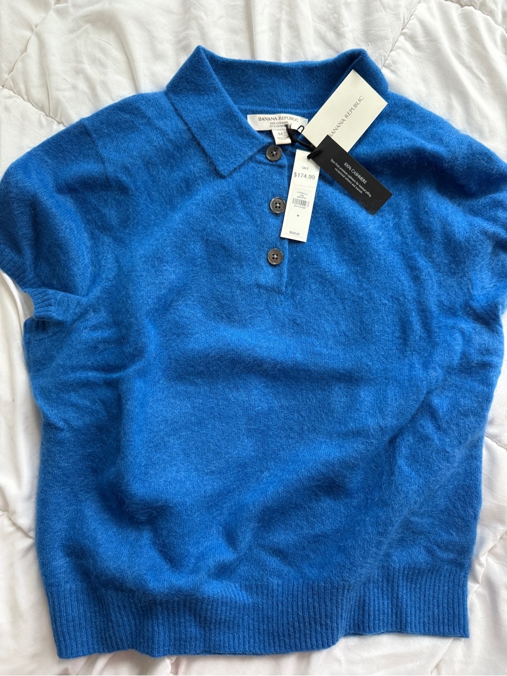 100% Cashmere Brushed Polo Sweater - NWT